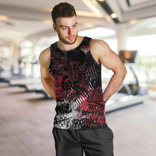 Essendon Bombers Men Tank Top Urban Graffiti Street Art - Bold Abstract Spray Paint