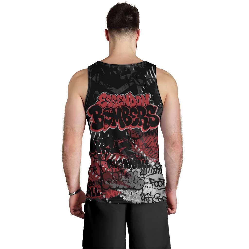 Essendon Bombers Men Tank Top Urban Graffiti Street Art - Bold Abstract Spray Paint