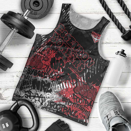 Essendon Bombers Men Tank Top Urban Graffiti Street Art - Bold Abstract Spray Paint