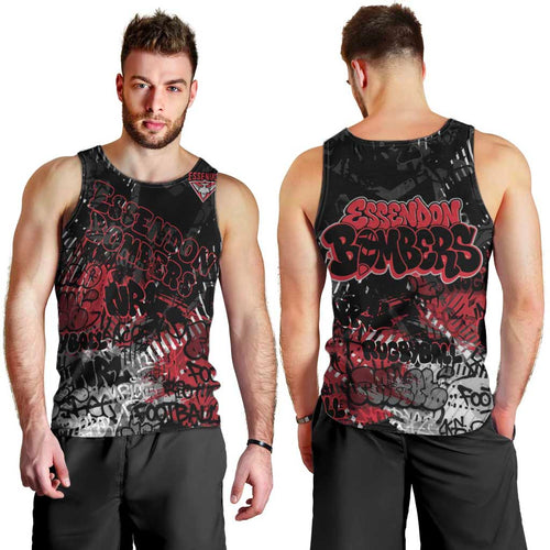 Essendon Bombers Men Tank Top Urban Graffiti Street Art - Bold Abstract Spray Paint