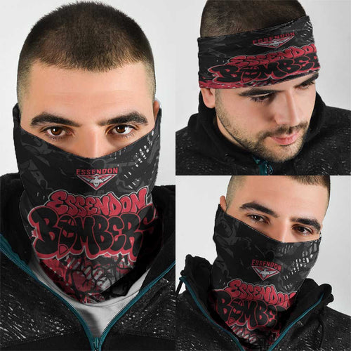 Essendon Bombers Neck Gaiter Urban Graffiti Street Art - Bold Abstract Spray Paint
