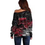 Essendon Bombers Off Shoulder Sweater Urban Graffiti Street Art - Bold Abstract Spray Paint