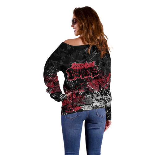 Essendon Bombers Off Shoulder Sweater Urban Graffiti Street Art - Bold Abstract Spray Paint