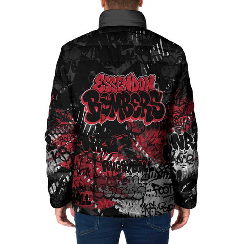 Essendon Bombers Padded Jacket Urban Graffiti Street Art - Bold Abstract Spray Paint