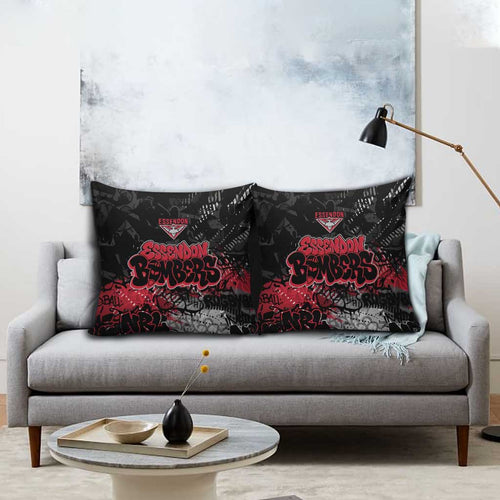 Essendon Bombers Pillow Cover Urban Graffiti Street Art - Bold Abstract Spray Paint