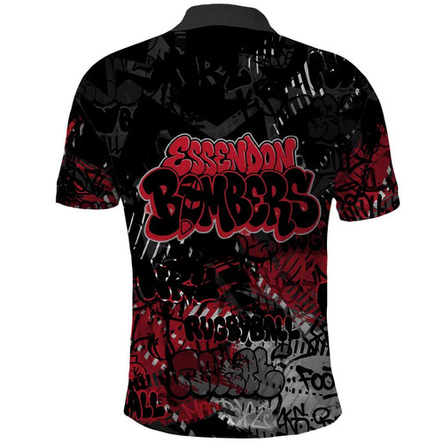 Essendon Bombers Polo Shirt Urban Graffiti Street Art - Bold Abstract Spray Paint