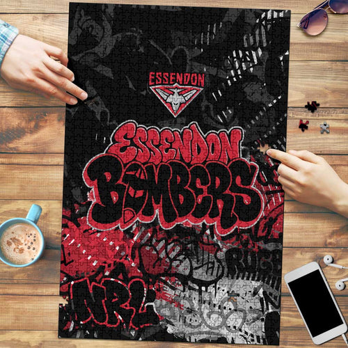 Essendon Bombers Puzzle Urban Graffiti Street Art - Bold Abstract Spray Paint