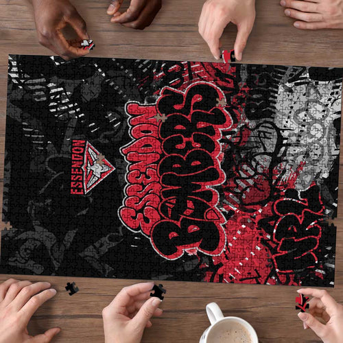 Essendon Bombers Puzzle Urban Graffiti Street Art - Bold Abstract Spray Paint