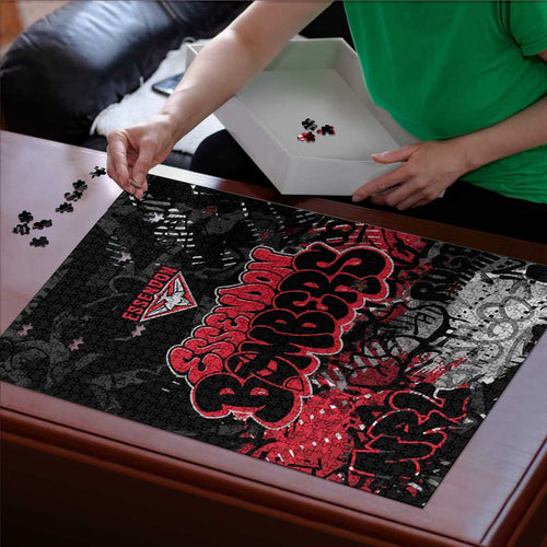 Essendon Bombers Puzzle Urban Graffiti Street Art - Bold Abstract Spray Paint