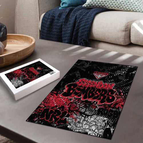 Essendon Bombers Puzzle Urban Graffiti Street Art - Bold Abstract Spray Paint