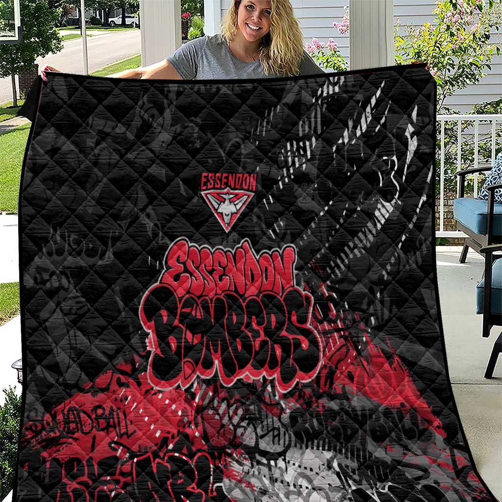 Essendon Bombers Quilt Urban Graffiti Street Art - Bold Abstract Spray Paint