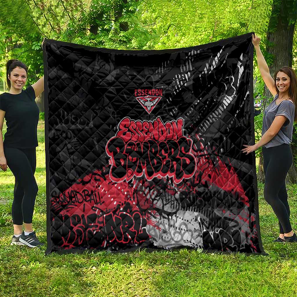 Essendon Bombers Quilt Urban Graffiti Street Art - Bold Abstract Spray Paint