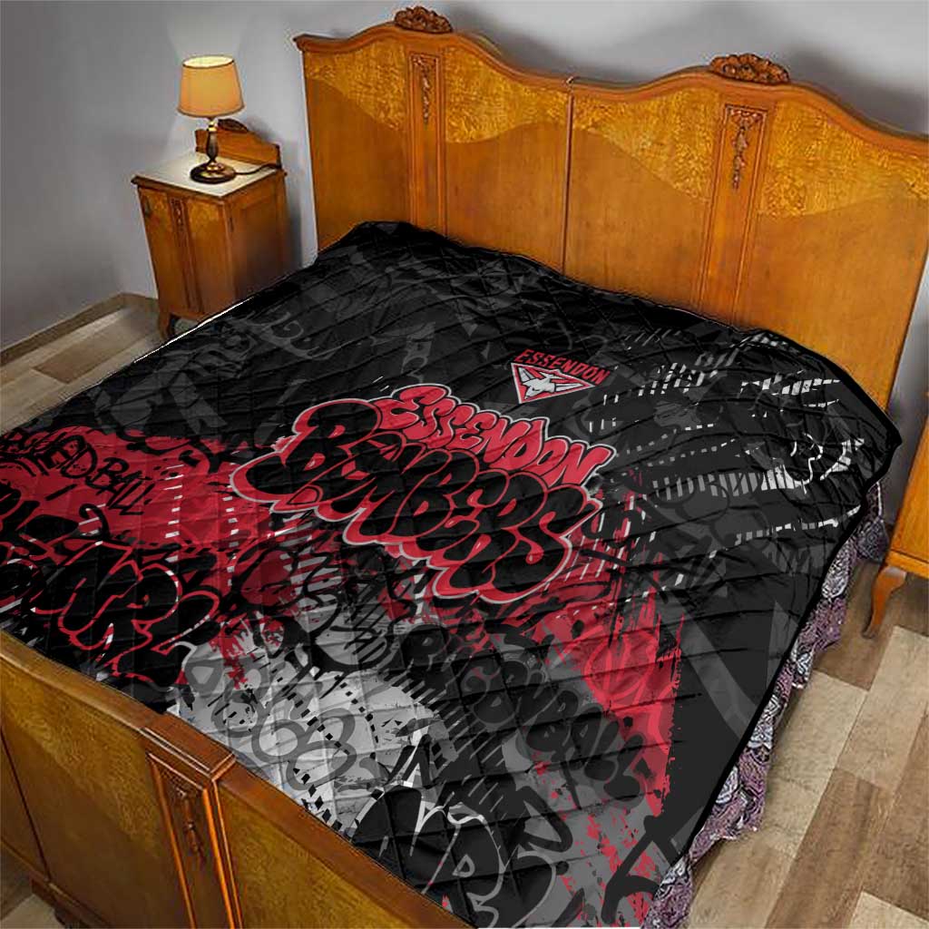 Essendon Bombers Quilt Urban Graffiti Street Art - Bold Abstract Spray Paint