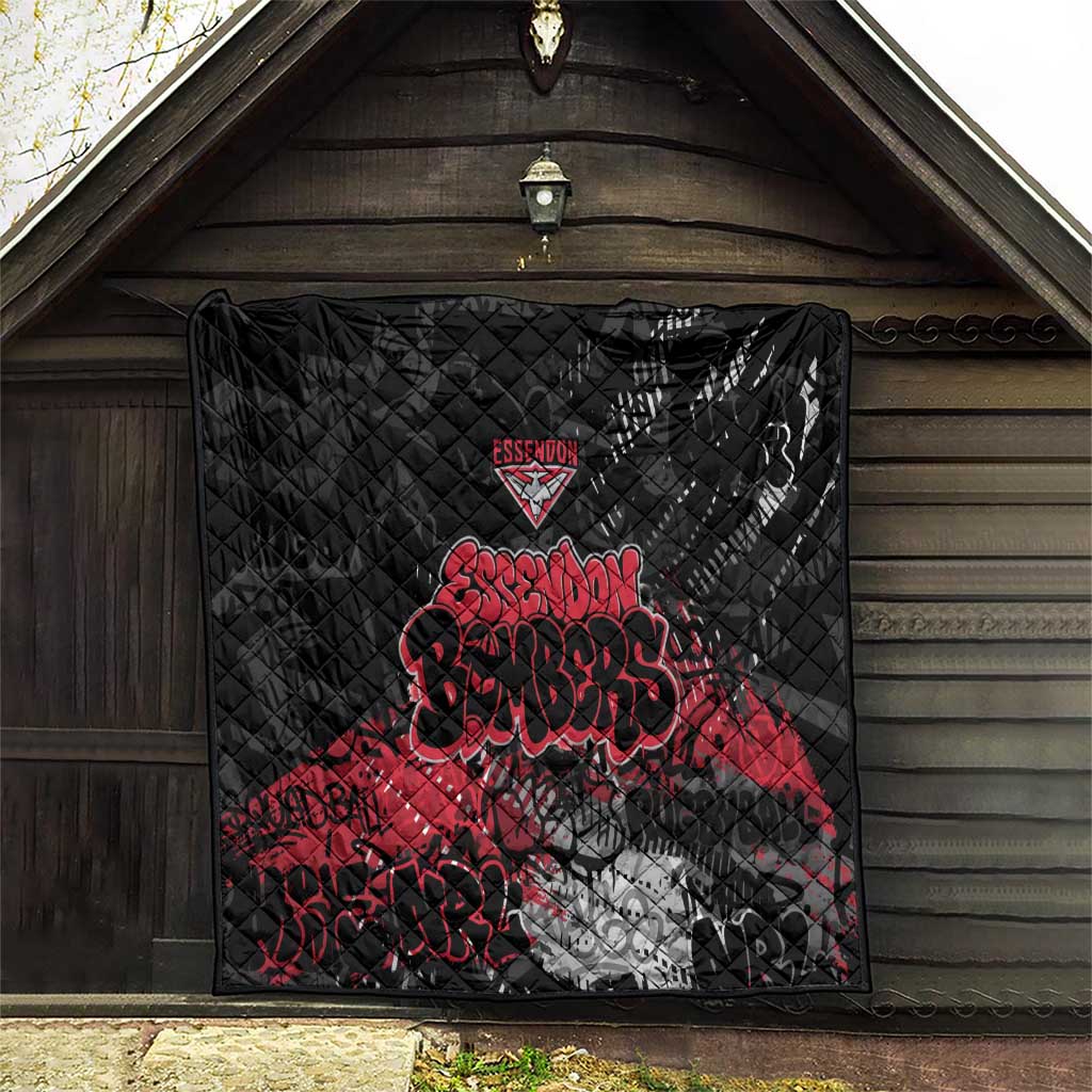 Essendon Bombers Quilt Urban Graffiti Street Art - Bold Abstract Spray Paint