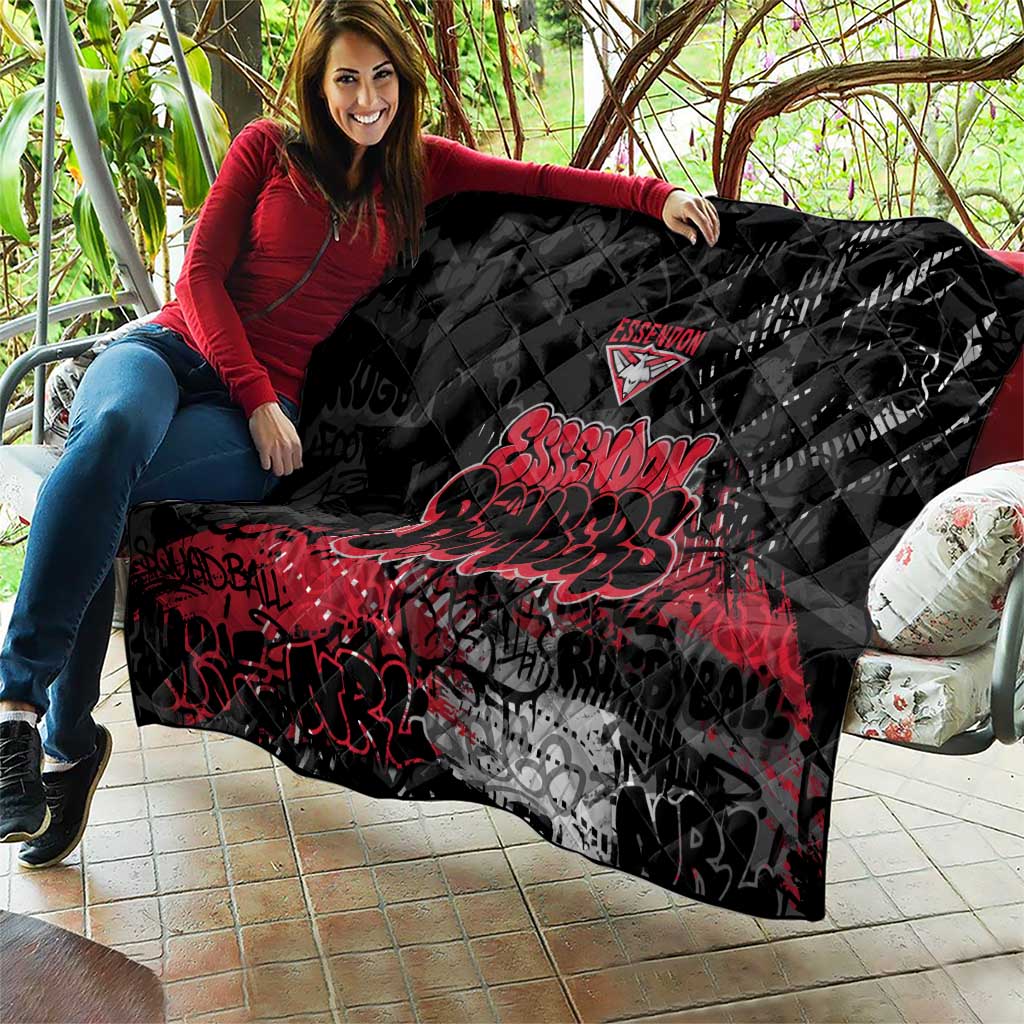Essendon Bombers Quilt Urban Graffiti Street Art - Bold Abstract Spray Paint