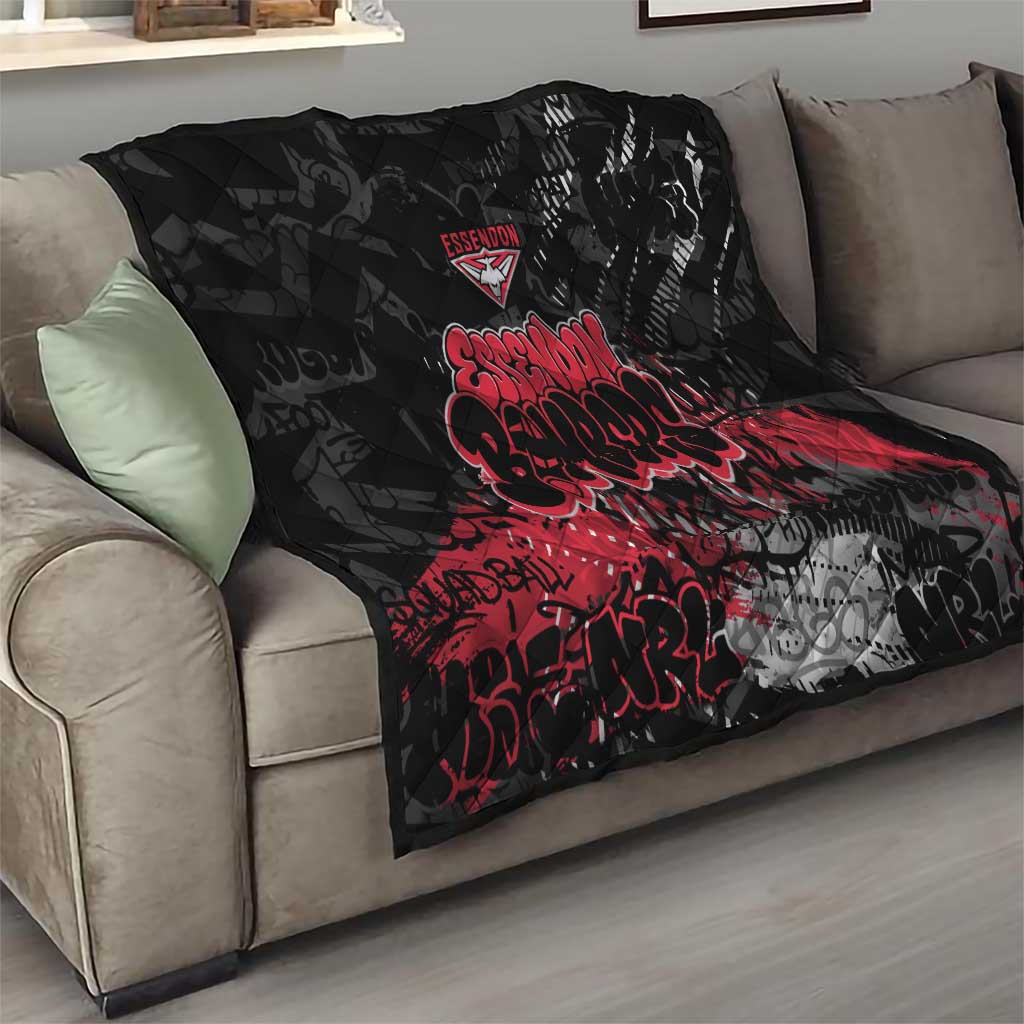 Essendon Bombers Quilt Urban Graffiti Street Art - Bold Abstract Spray Paint