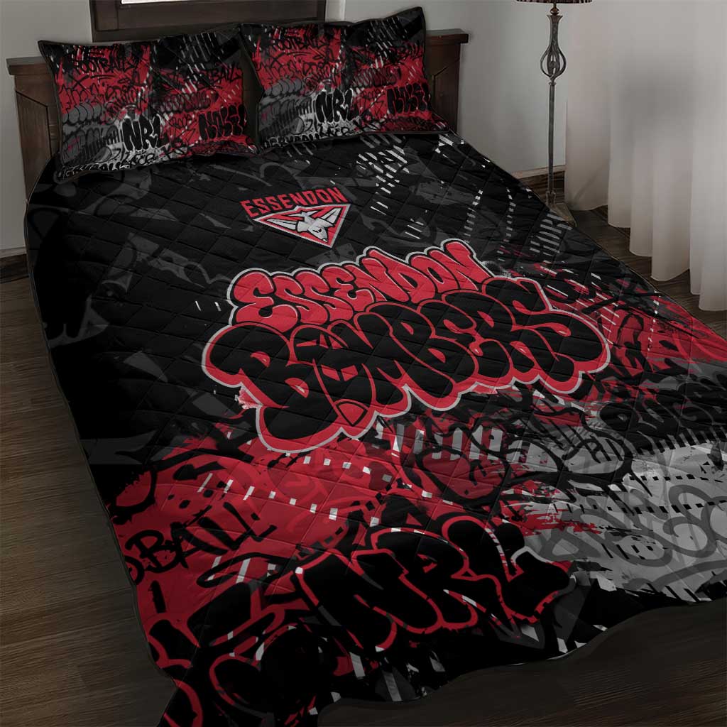 Essendon Bombers Quilt Bed Set Urban Graffiti Street Art - Bold Abstract Spray Paint