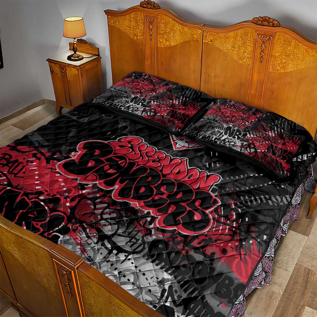 Essendon Bombers Quilt Bed Set Urban Graffiti Street Art - Bold Abstract Spray Paint