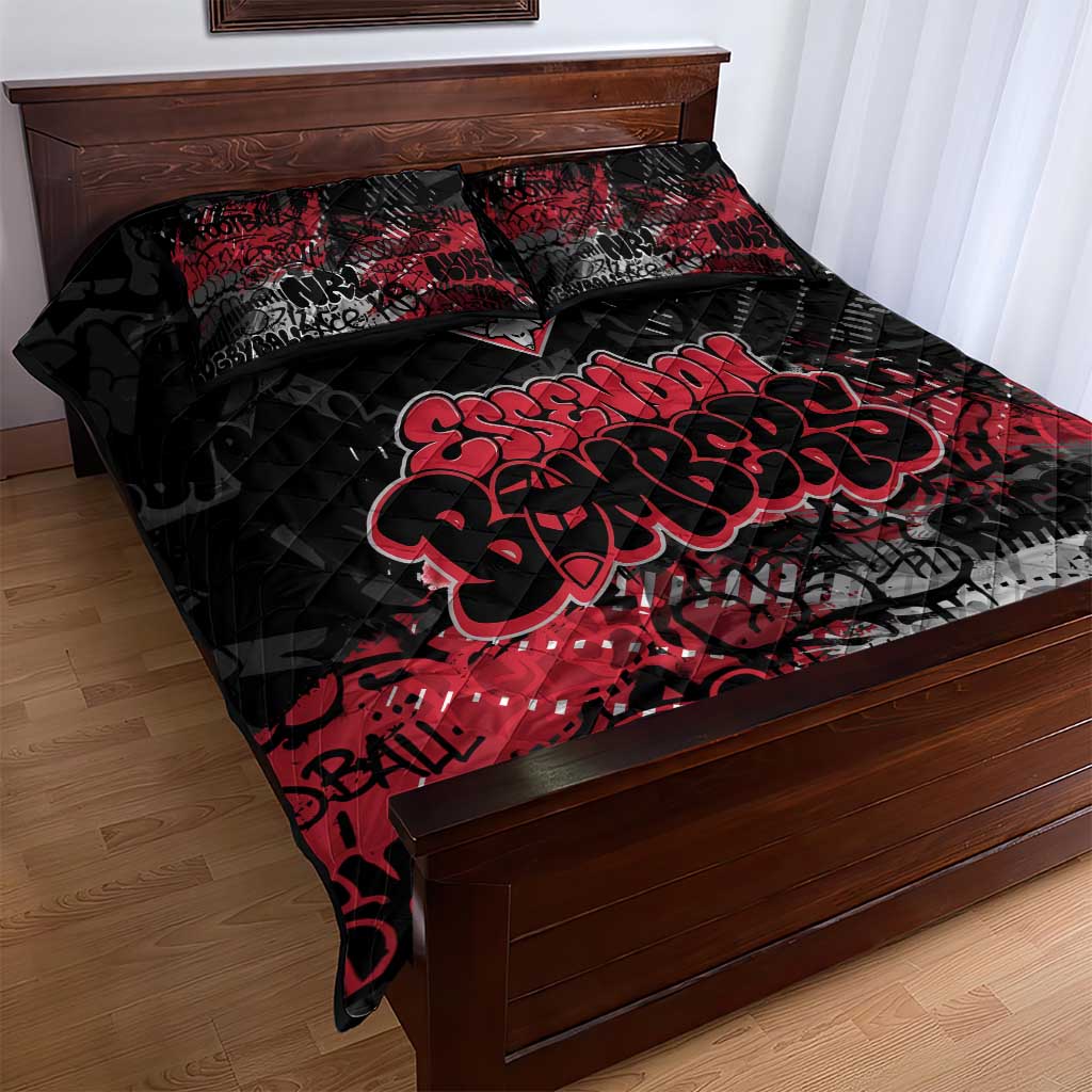 Essendon Bombers Quilt Bed Set Urban Graffiti Street Art - Bold Abstract Spray Paint