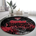 Essendon Bombers Round Carpet Urban Graffiti Street Art - Bold Abstract Spray Paint