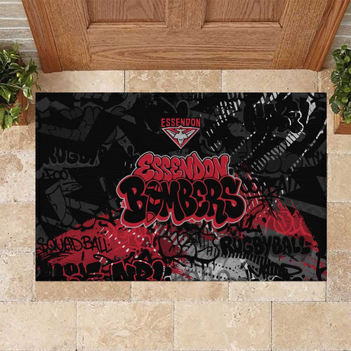Essendon Bombers Rubber Doormat Urban Graffiti Street Art - Bold Abstract Spray Paint