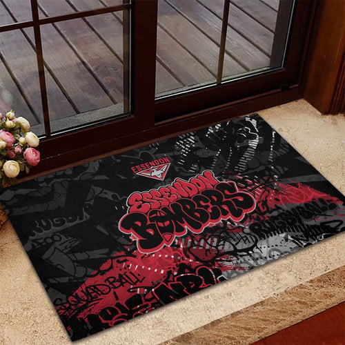 Essendon Bombers Rubber Doormat Urban Graffiti Street Art - Bold Abstract Spray Paint