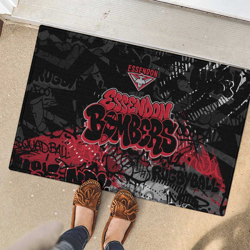 Essendon Bombers Rubber Doormat Urban Graffiti Street Art - Bold Abstract Spray Paint