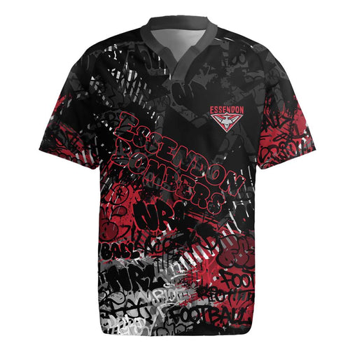 Essendon Bombers Rugby Jersey Urban Graffiti Street Art - Bold Abstract Spray Paint