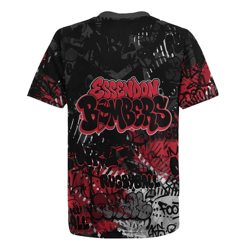 Essendon Bombers Rugby Jersey Urban Graffiti Street Art - Bold Abstract Spray Paint
