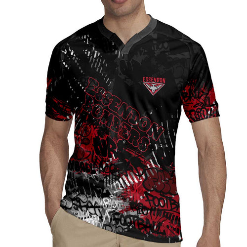 Essendon Bombers Rugby Jersey Urban Graffiti Street Art - Bold Abstract Spray Paint