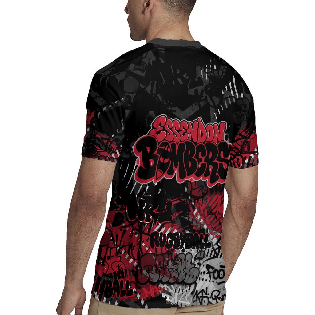 Essendon Bombers Rugby Jersey Urban Graffiti Street Art - Bold Abstract Spray Paint