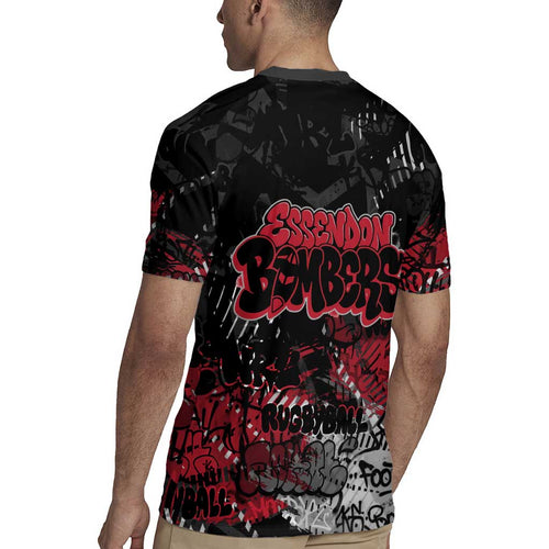 Essendon Bombers Rugby Jersey Urban Graffiti Street Art - Bold Abstract Spray Paint
