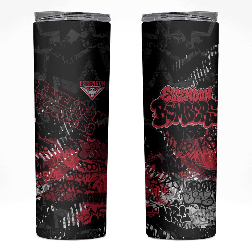 Essendon Bombers Skinny Tumbler Urban Graffiti Street Art - Bold Abstract Spray Paint