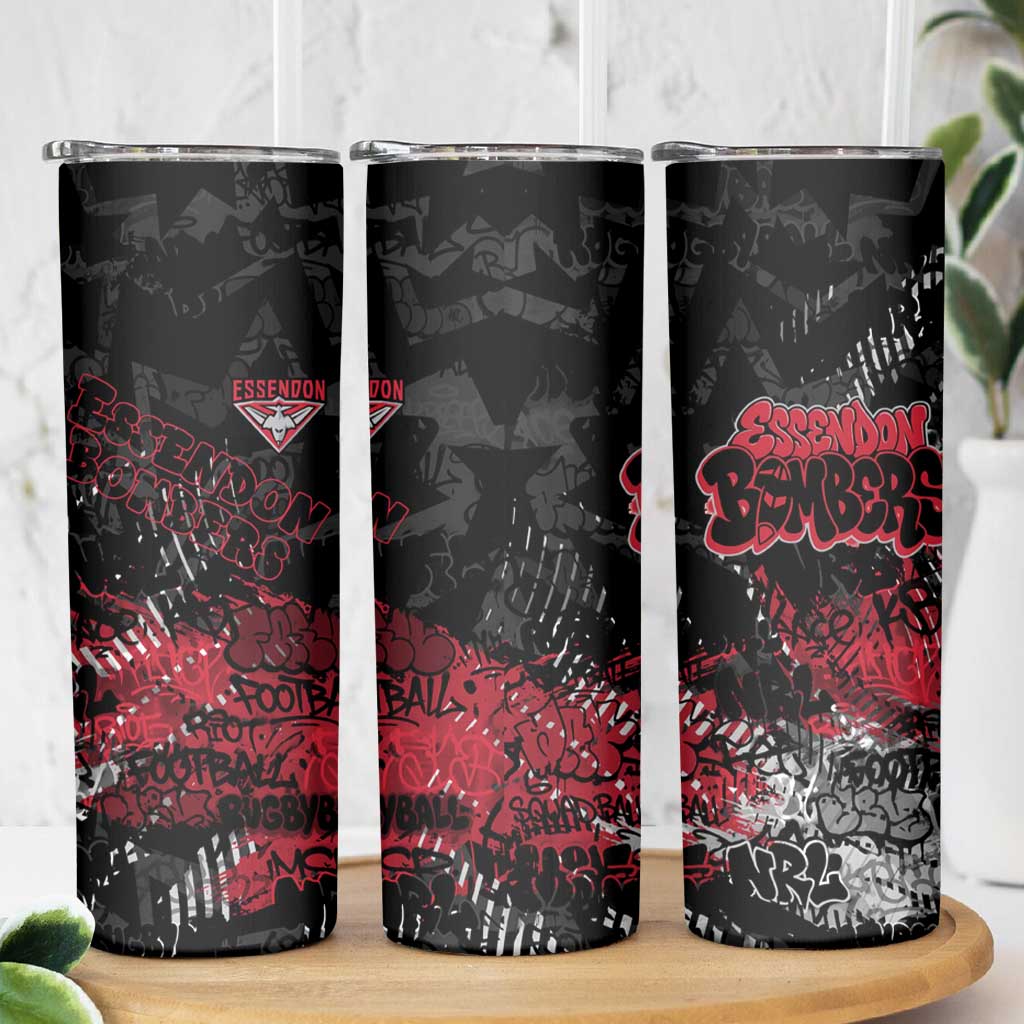 Essendon Bombers Skinny Tumbler Urban Graffiti Street Art - Bold Abstract Spray Paint