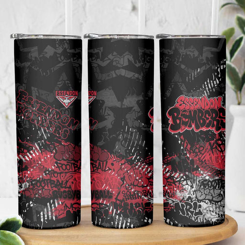 Essendon Bombers Skinny Tumbler Urban Graffiti Street Art - Bold Abstract Spray Paint