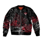 Essendon Bombers Sleeve Zip Bomber Jacket Urban Graffiti Street Art - Bold Abstract Spray Paint