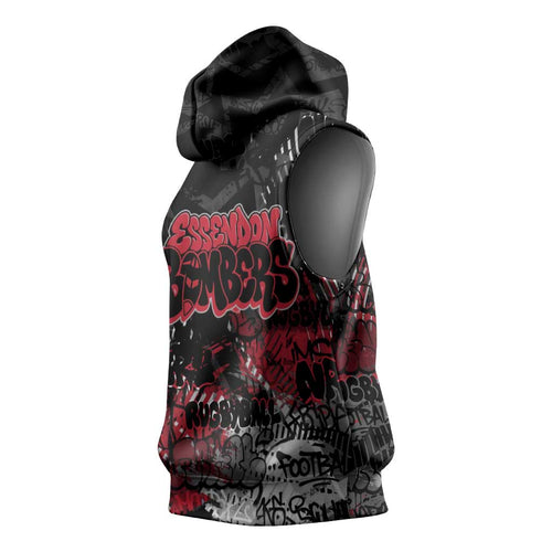 Essendon Bombers Sleeveless Hoodie Urban Graffiti Street Art - Bold Abstract Spray Paint