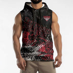 Essendon Bombers Sleeveless Hoodie Urban Graffiti Street Art - Bold Abstract Spray Paint