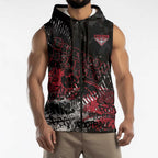 Essendon Bombers Sleeveless Zip Hoodie Urban Graffiti Street Art - Bold Abstract Spray Paint