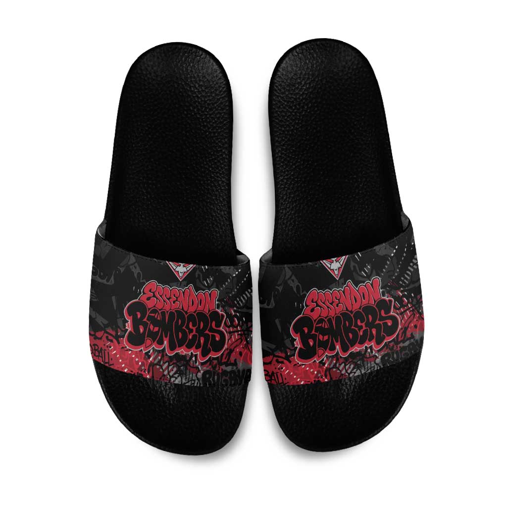 Essendon Bombers Slide Sandals Urban Graffiti Street Art - Bold Abstract Spray Paint