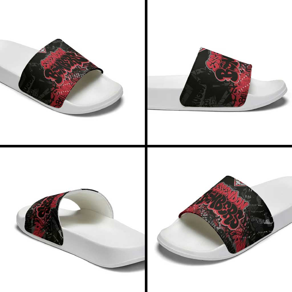 Essendon Bombers Slide Sandals Urban Graffiti Street Art - Bold Abstract Spray Paint