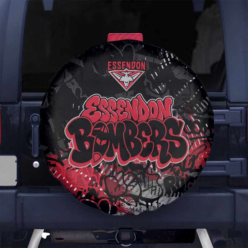 Essendon Bombers Spare Tire Cover Urban Graffiti Street Art - Bold Abstract Spray Paint