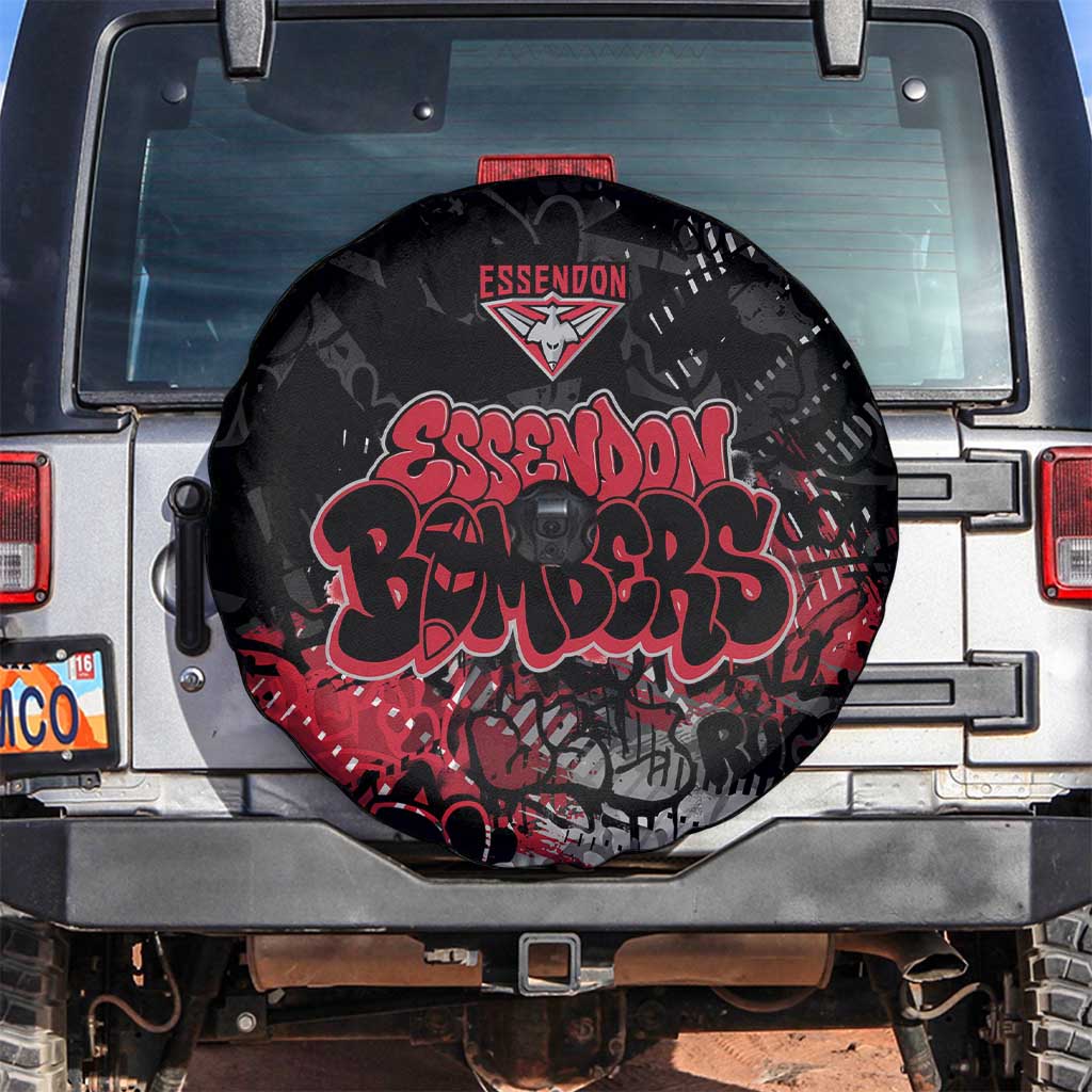 Essendon Bombers Spare Tire Cover Urban Graffiti Street Art - Bold Abstract Spray Paint