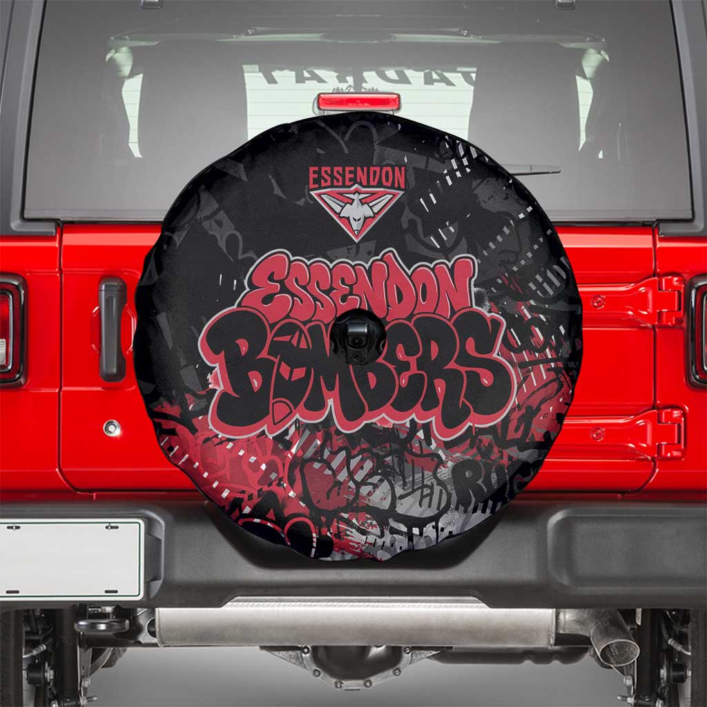 Essendon Bombers Spare Tire Cover Urban Graffiti Street Art - Bold Abstract Spray Paint