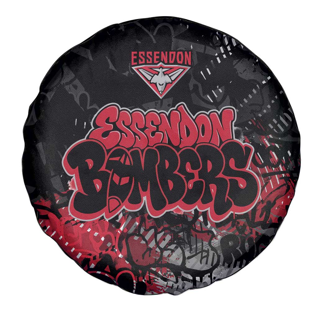 Essendon Bombers Spare Tire Cover Urban Graffiti Street Art - Bold Abstract Spray Paint