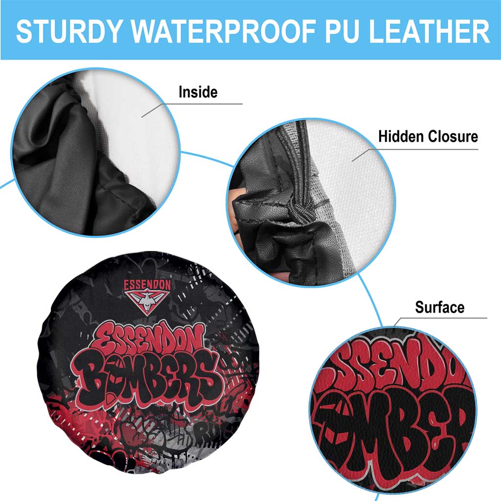 Essendon Bombers Spare Tire Cover Urban Graffiti Street Art - Bold Abstract Spray Paint