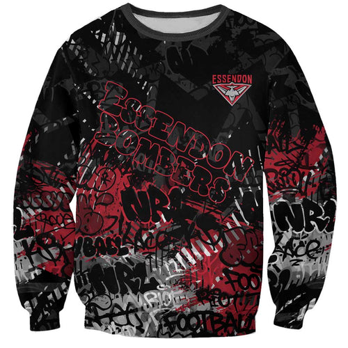Essendon Bombers Sweatshirt Urban Graffiti Street Art - Bold Abstract Spray Paint