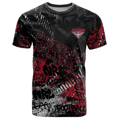 Essendon Bombers T Shirt Urban Graffiti Street Art - Bold Abstract Spray Paint