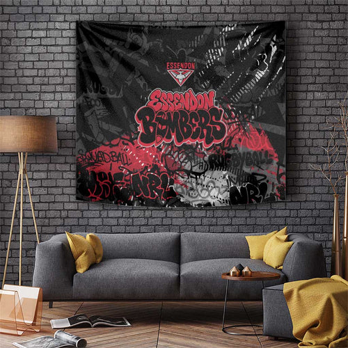 Essendon Bombers Tapestry Urban Graffiti Street Art - Bold Abstract Spray Paint