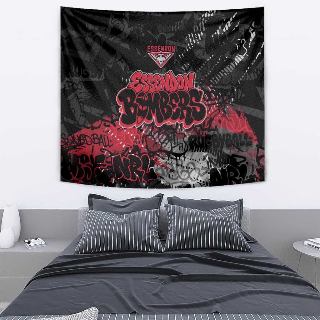 Essendon Bombers Tapestry Urban Graffiti Street Art - Bold Abstract Spray Paint